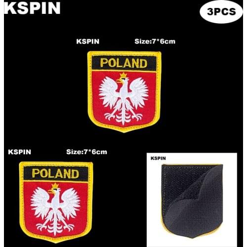 National Flag Patch Hook Loop Poland Badges Armband 3D Stick on Jacket Backpack Stickers