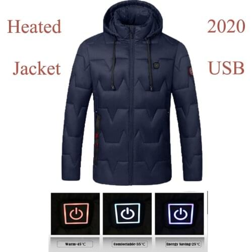 Mens Heated Vest Adjustable Temperature Outdoor Wear Windproof Coat Intelligent Winter Heated Jacket Constant Temperature Top