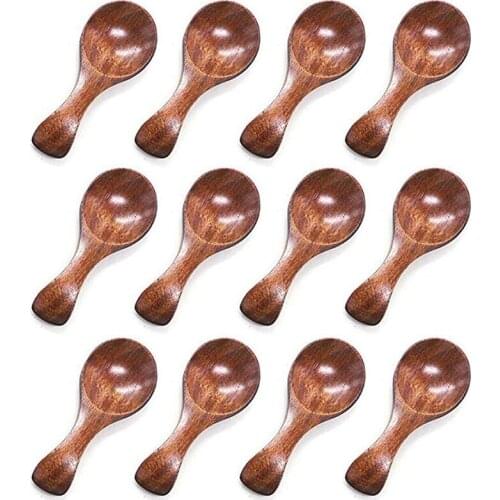 New Small Wooden Spoon, 10PCS Ice Cream Salt Spoons Honey Coffee Tea Sugar Salt Jam Mustard Spoons Round Spoon