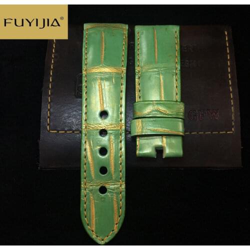 New FUYIJIA Handmade 20MM 22MM Watchbands Women Alligator Strap Custom Top Brand Watch Band Waterproof Crocodile Leather Belt 19