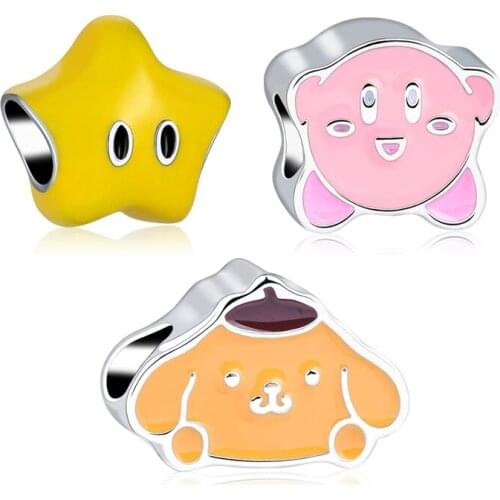 New Cute Star Dog Carton Pendant DIY Beads Suitable for Original Pandora Charm Bracelet Ladies Jewelry Making Gifts