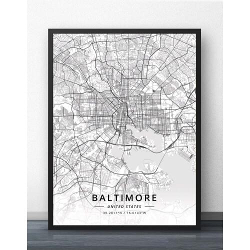 Baltimore MD Maryland USA United States of America Map Poster