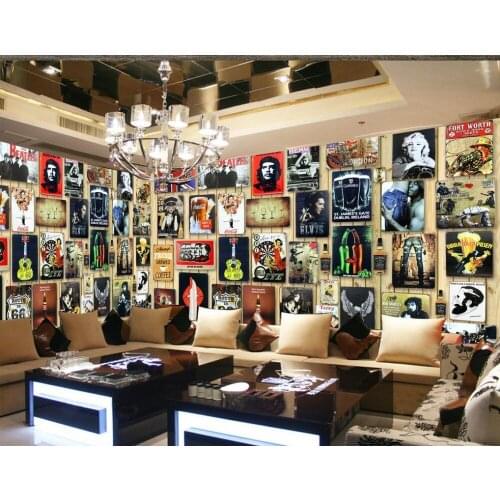 Custom 3d wallpaper Europe and the United States Celebrity Wood board bar Simple Background wall photo 3d wallpaper