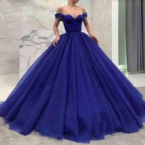 Stunning Off Shoulder Quinceanera Dresses Sweetheart Voluminous Pleats Royal Blue Floor Length Quinceanera Ball Gown Gala Ve