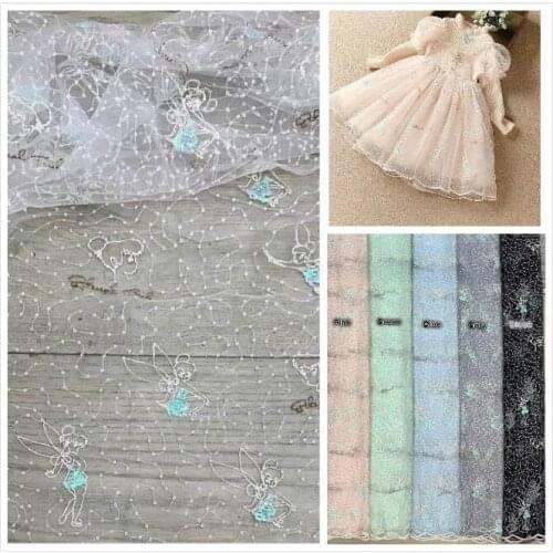 Girls' net yarn fairy sequin embroidery fabric Fall new fashion angel sequin fabric