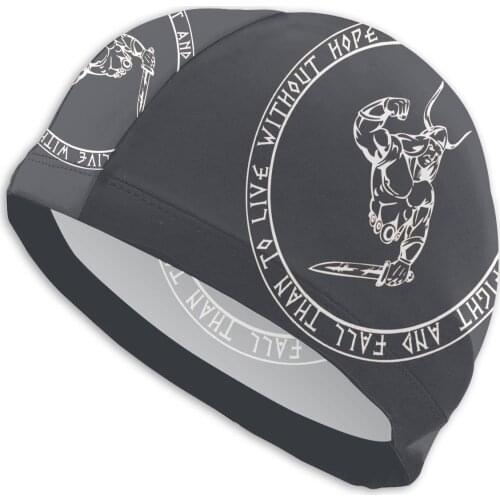 Mens Nordic Swimming Caps VIKINGS Better To Fight And Fall (Golden V Bath Caps Swimwear For Swim Pools