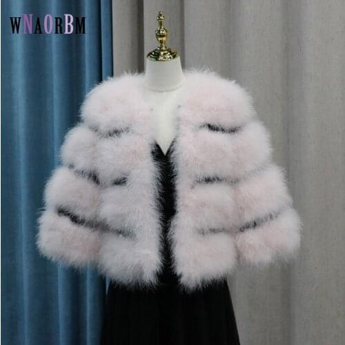 Turkey fur womens fur coat short leather design with cotton lining for warmth, hand sewing can be customized