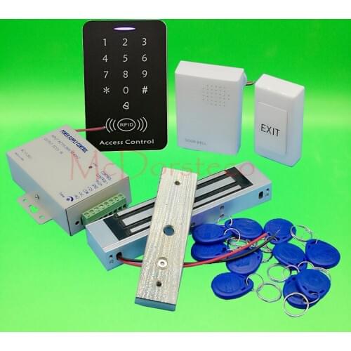 DIY Full 125khz Rfid Access Control System Kit + 350lbs Electric Magnetic Lock + Power Supply 125khz Keypad Door Lock System