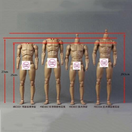 25cm/27cm BD001/BD002/BD003/BD004 1/6 Male Standard Muscle Body for 12'' Action Figure Model