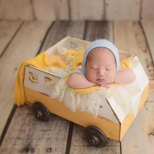 Iron Basket Newborn Photography Prop Baby Boy Girl Photo Shoot Studio Posing Trolley Car Basket fotografia Wood Chair Accessory