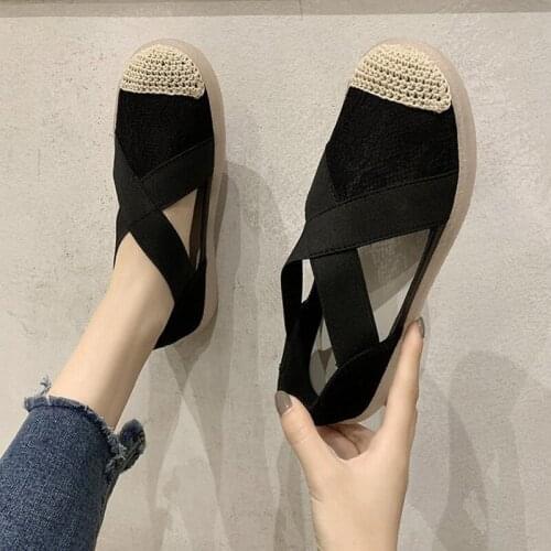 2021 Summer Woman Sandals High Heeled Platform Elastic Gladiator Wedge Flat Chunky Sandalias Breathable Lace Increased Shoes