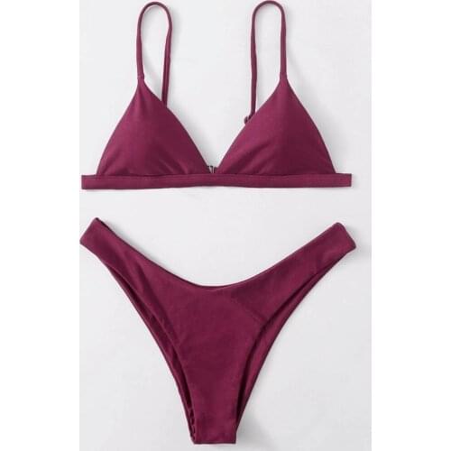 2021 Split Bikini Set BANDEAU SWIMSUIT Bathing Suit Women High Waist