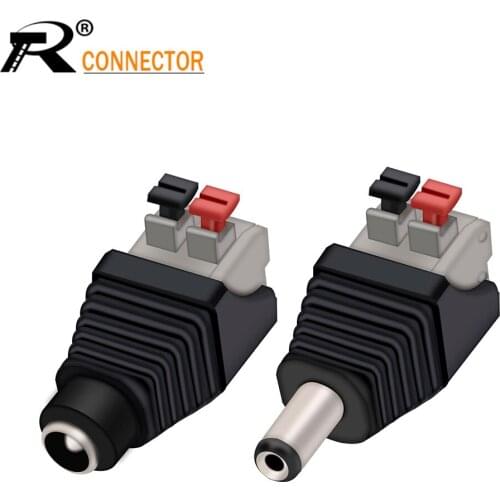 1set Male&Female DC Power Male Female 5.5X 2.1mm Connector Adapter Plug Cable Pressed connected for LED Strips 12V