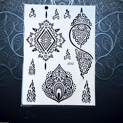 1PC Sexy Black Mehndi Design Waterproof Temporary Tattoo Paste Women Body Art Flower Henna Tattoo Arm Shoulder Decal Tatoo PBJ32