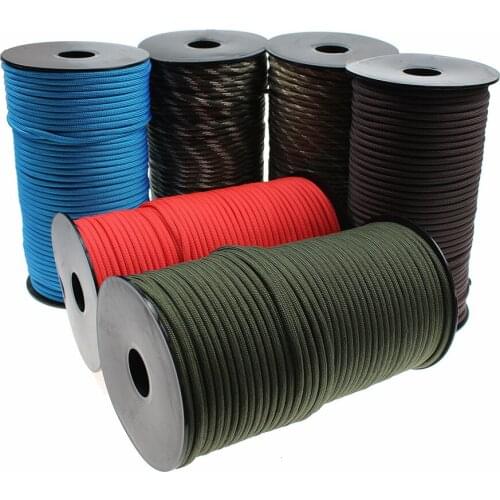 100M 550 Military Standard 7-Core Paracord Rope 4mm Outdoor Parachute Cord Survival Umbrella Tent Lanyard Strap Bracelet Braid