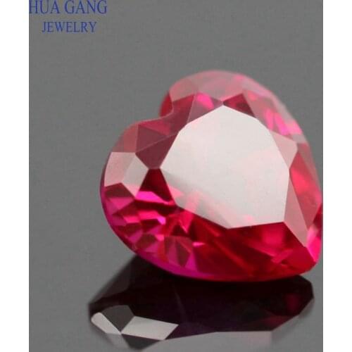 5# Red Stone Heart Shape Princess Cut Synthetic Corundum Gems stone For jewelry Size 2x2~15x15mm Free Shipping