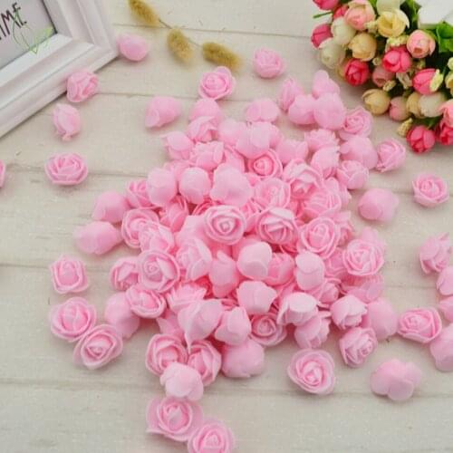 500Pcs 3.5cm Mini PE Foam Fake Rose Flower Head Artificial Handmade DIY Wedding Decor Valentines Day Gift Packing Decoration