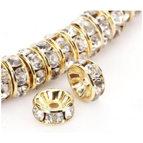 6mm 8mm 10mm 12mm 200pcs/lot white Clear Czech glass Spacer Beads round Metal silver Plated Charms DIY making x5353 crystal