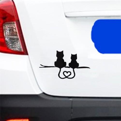 Auto Accessories Vinyl Car Styling Couple Cat Love Car Stickers Animal love cat back cute decal car truck sticker