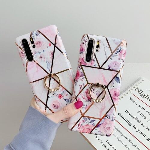 For Huawei Mate 30 Pro Case P30 lite Cover Retro Silicone Stand Cover for Huawei P30 P20 Pro Mate 20 Lite Marble Case with Ring