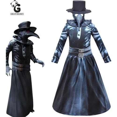 Plague Doctor Costumes for Kids Steam Punks Death Reaper Doctor Masque Halloween Costumes for Kids Dress Girl Dress Carnival