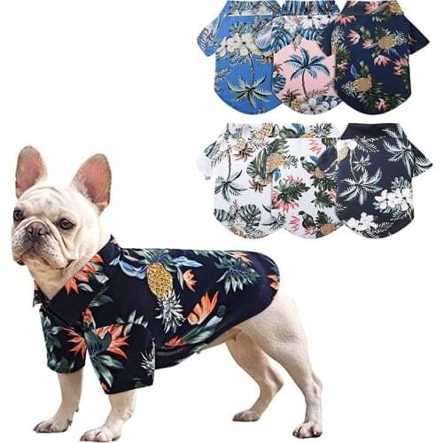 Dog Hawaiian Shirts Summer Cool T-Shirt cute pet costume for Frenchbull Dogs Clothes Outfits for Puppy Small Medium Large Pets