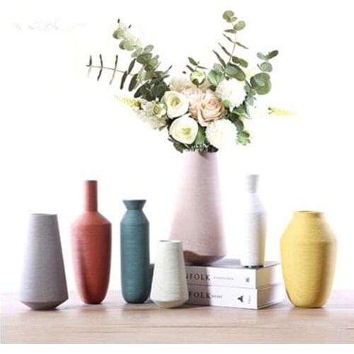 American country brushed ceramic vase, dried flower arrangement, home living room office dining table decoration crafts