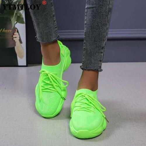 Air Mesh Women Sneaker Sock Shoes Summer Breathable Cross Tie Platform Round Toe Casual Fashion Sport Lace Up Female Girl