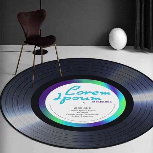 Round record coffee table mat home living room carpet creative film homestay carpet bedroom bedside tatami carpet