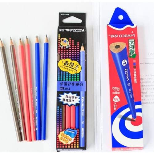 MARCO Pencils Non-toxic colorful Triangle Standard Pencils 2H/2B/HB Professional Chancery Office School Pencil 12Pcs/lot