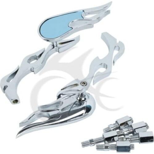 Motorcycle Chrome Flame Custom Rear Mirrors For Harley Yamaha Suzuki Street Sport Bike