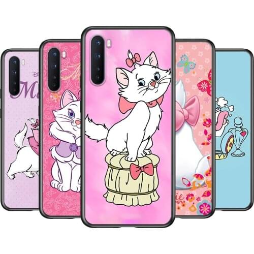 Soft TPU Disney cute Marie Cat Shockproof Silicone Cover for OnePlus Nord N100 N10 8T 8 7T 7 6T 6 5T Pro Black Phone Case