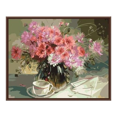 DRAWJOY Framed Pictures DIY Painting By Numbers Home Decor Hand Painted Oil On Canvas Flower For Living Room Wall Art