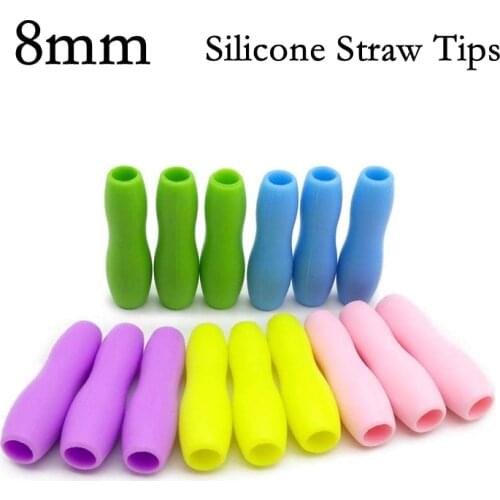 8mm Food Grade Silicone Straws Tips Cover Soft Reusable Metal Stainless Steel Straw Glass Straw Nozzles Only Fit for 5/16" Wide