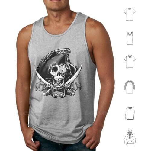 Never Say Die-One Eyed Willie Tank Tops Vest Sleeveless Goonies Skull Vector Cool Geek Retro Vintage Cartoon