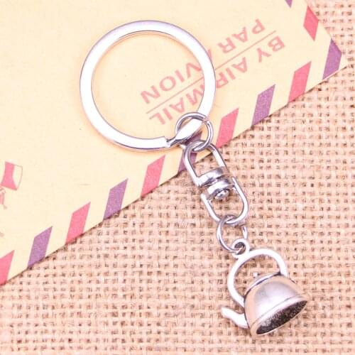 New Fashion Keychain 20x17x10mm teapot kettle Pendants DIY Men Jewelry Car Key Chain Ring Holder Souvenir For Gift