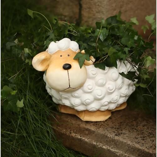 Pastoral Creative Animal Cute Lamb Fleshy Flower Pot Resin Ornaments Art Courtyard Garden Balcony Furnishing Decoration Crafts