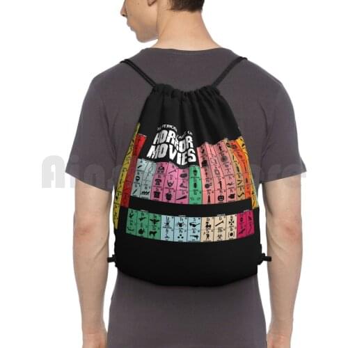 Periodic Table Of Horror Movies Backpack Drawstring Bag Riding Climbing Gym Bag Horror Movies Scary Geek Nerd Classic Gothic
