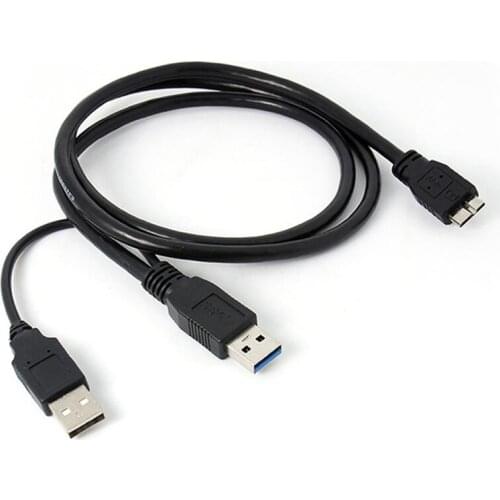 RISE-A Double A Micro USB B 3.0 Y-Cable Move Hard Drive Cable Black