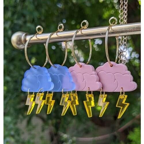 Handmade Lightning Hoops Dangle Earrings Statement Earrings,cute Earrings goth