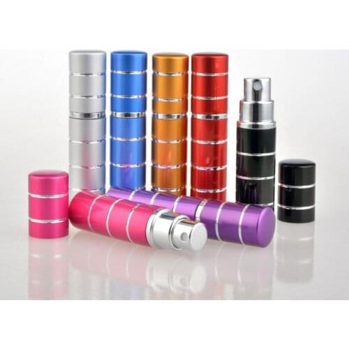 5ml Pump Stitching Glass Perfume Bottle Atomizer Empty Anodized Aluminum Glass Refillable Spray Vial LX3244