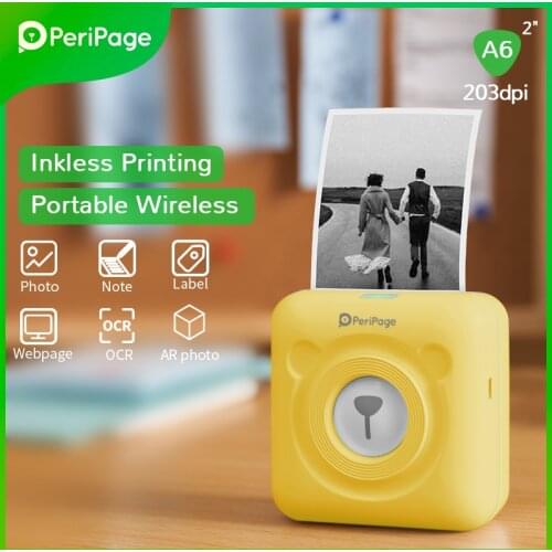 A6 Cute Portable Thermal Bluetooth Printer 203dpi Yellow Photo Receipt Wireless Label Mini Study Machine Android IOS DIY Papeles