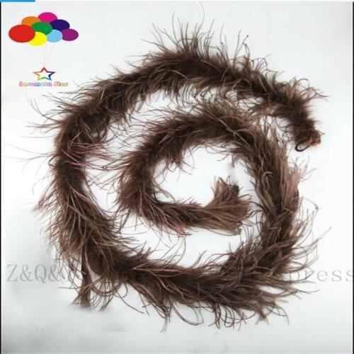 Natural 1 layer Ostrich wool tops dyed brown 2 yards / strip DIY craft jewelry clothing decorative feathers