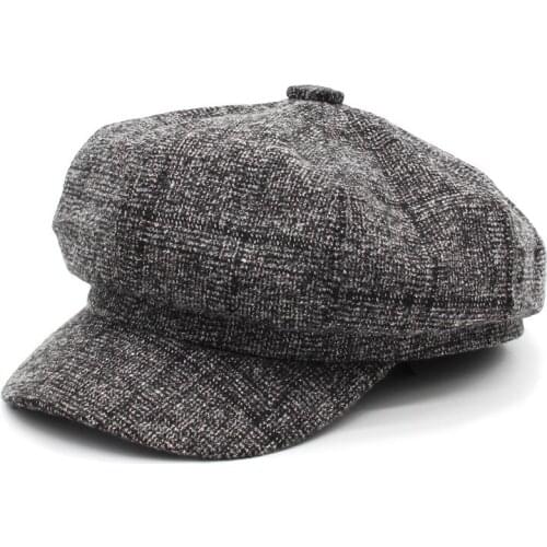 Octagonal Beret Women Men Cap Autumn Winter Newsboy Hat Plaid Accessory For Adult