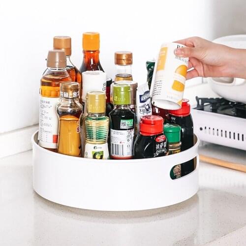 360° Rotatable Tray Household Kitchen Fashion Table Round Shelf Multifunctional Flavoring Bottle Fruit Non Slip Display Box