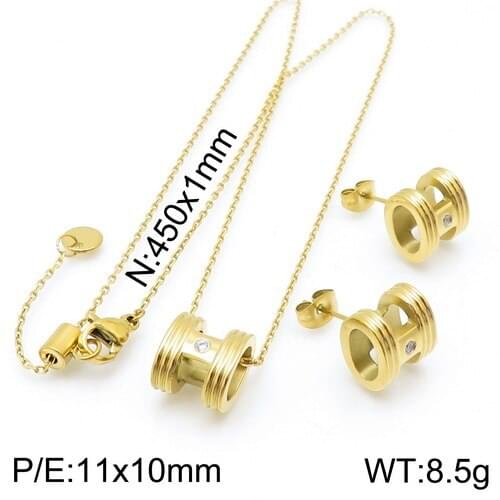 3 Colors Fashion Stainless Steel Jewelry Pendant Earrings Sets For Women Free Shipping SBJZGDCE