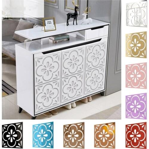 15/20/27cm Color Hollow Square Flower Mirror Sticker DIY Furniture Modification Acrylic Mirror Stickers Home Decor Accessories