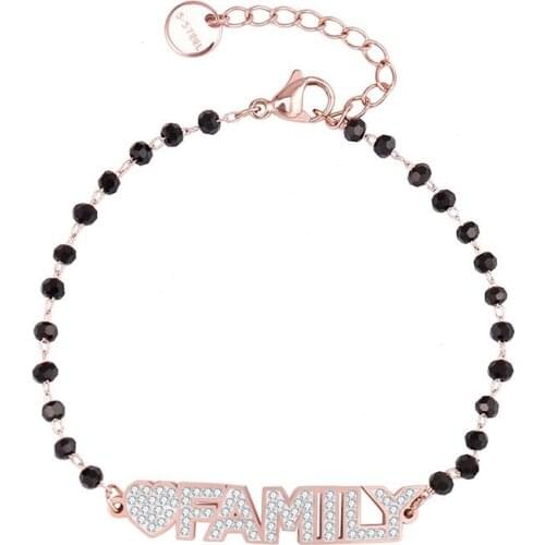 Stainless Steel "FAMILY" Charm Bracelets for Women Accessories Trendy Rhinestone Statement Jewelry Gift 2020