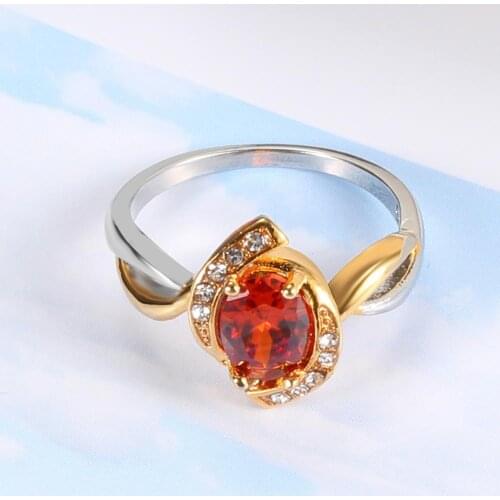 Women Rings Silver Plated Two Color Red Agate Cubic Zirconia Rings Couple Wedding Rings Birthday Gift for Girl Fashion Jewelry