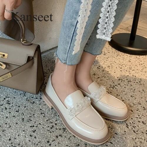 Kanseet Genuine Leather Womens Pumps 2021 Autumn New Round Toe High Quality Footwear Handmade Party Dress Ladies Low Heel Shoes